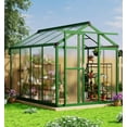 thumbnail image 1 of Homhougo 6x8 FT Greenhouse for Outdoors, Large Aluminum Greenhouses with Roof Vent, Polycarbonate Aluminum Greenhouse Heavy Duty, Walk-in Green Houses for Winter Garden, Backyard, Patio, Lawn, 1 of 7