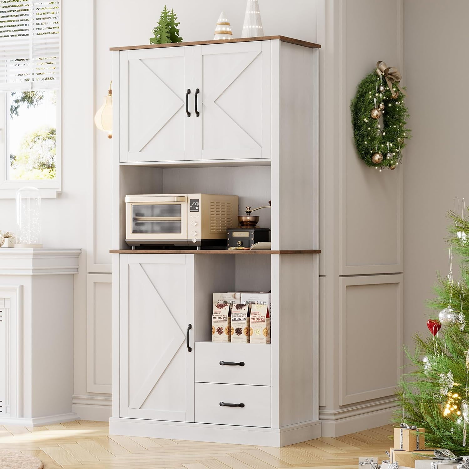 Kitchen Pantry Cabinet With Microwave Shelf