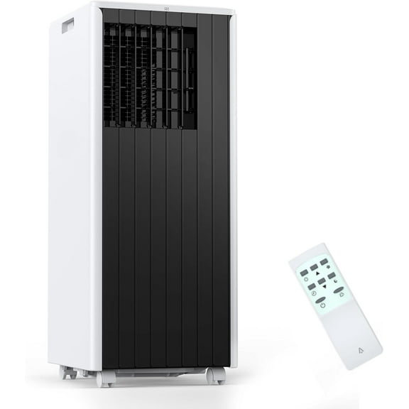 Homhougo 8,000 BTU A/C for Rooms up to 350 Square Meters, Portable Air Conditioner, 3-in-1 A/C Unit, Dehumidifier and Fan with Digital Display, Remote Control,24 Hour Timerblack+white)