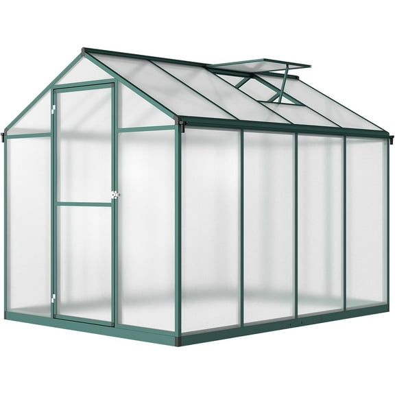Homhougo 8 x 6.25 Ft Heavy Duty Greenhouse for Outdoors with Doors and Adjustable Roof Vent Windows, Walk-in Large Sunhouse for Backyard Gardening, Heavy Duty Plant Hot House with Reinforced Frame
