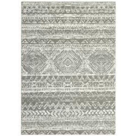 Homhougo 8x10 Large Boho Area Rug, Machine Washable Stain-Resistant, Low Pile, Non-Slip Distressed Geometric Carpet for Living Room Bedroom, Grey