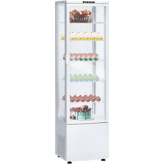 Homhougo 9.8 Cu.Ft Commercial Refrigerator Display Case, Single-Door Pastry Display Case With Interior Led Lighting, Double-Layered Glass for Floor