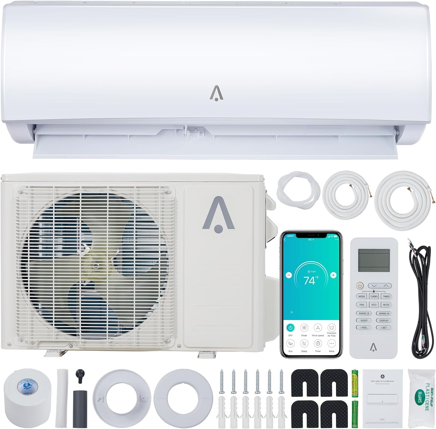 Homhougo 9000 BTU Mini Split Air Conditioner - WiFi Enabled, Energy Efficient Cooling, 20 SEER Rating, Quiet Operation, and Smart Air Conditioning