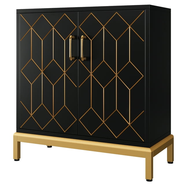 Homhougo Accent with Doors, Modern Wooden Sideboard, Carved