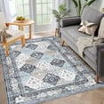 thumbnail image 1 of Homhougo- Area Rug 4'x6' Washable Living Room Rug Moroccan Trellis Area Rug Vintage Floral Print Accent Throw Rug Non Slip Distressed Rugs for Bedroom, Blue, 1 of 6