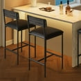 thumbnail image 1 of Homhougo Upholstered Barstools with Back and Footrest, Rustic Gray (Set of 2), 1 of 14