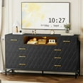 thumbnail image 1 of Homhougo Black Dresser Bedroom with 8 Large Drawer, Tv Stand Dressers with Led Light and Power Outlet, Wood Dresser Drawer Organizers with Deep Drawers, Modern Dresser for Bedroom, Closet, Hallway, 1 of 7