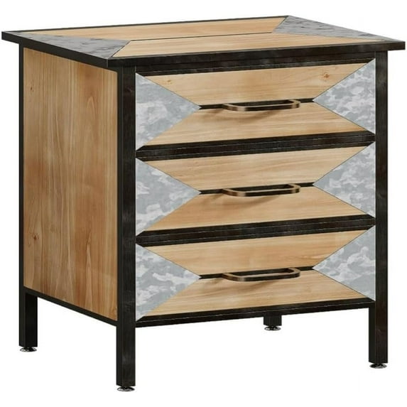 Homhougo Chest of Drawers, Storage Cabinet with 3 Drawers Wood Sideboard for Bedroom, Living Room, Dining Room-Brown