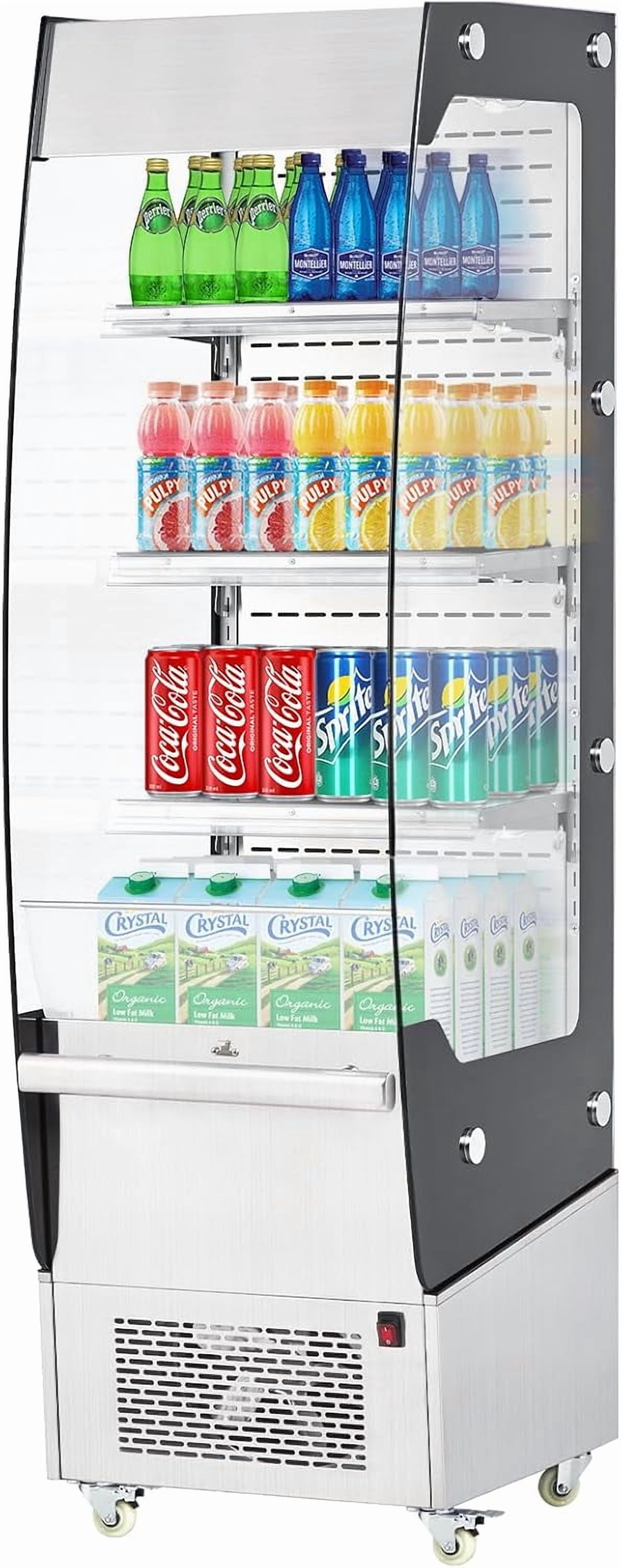 Homhougo Commercial Cake Display Refrigerator Glass Door Display Refrigerator, 7.8 cu. ft. Open Merchandise Display Cabinet, Double Glazing with Interior LED Lighting,Floor Top Refrigerator, 110 Volt