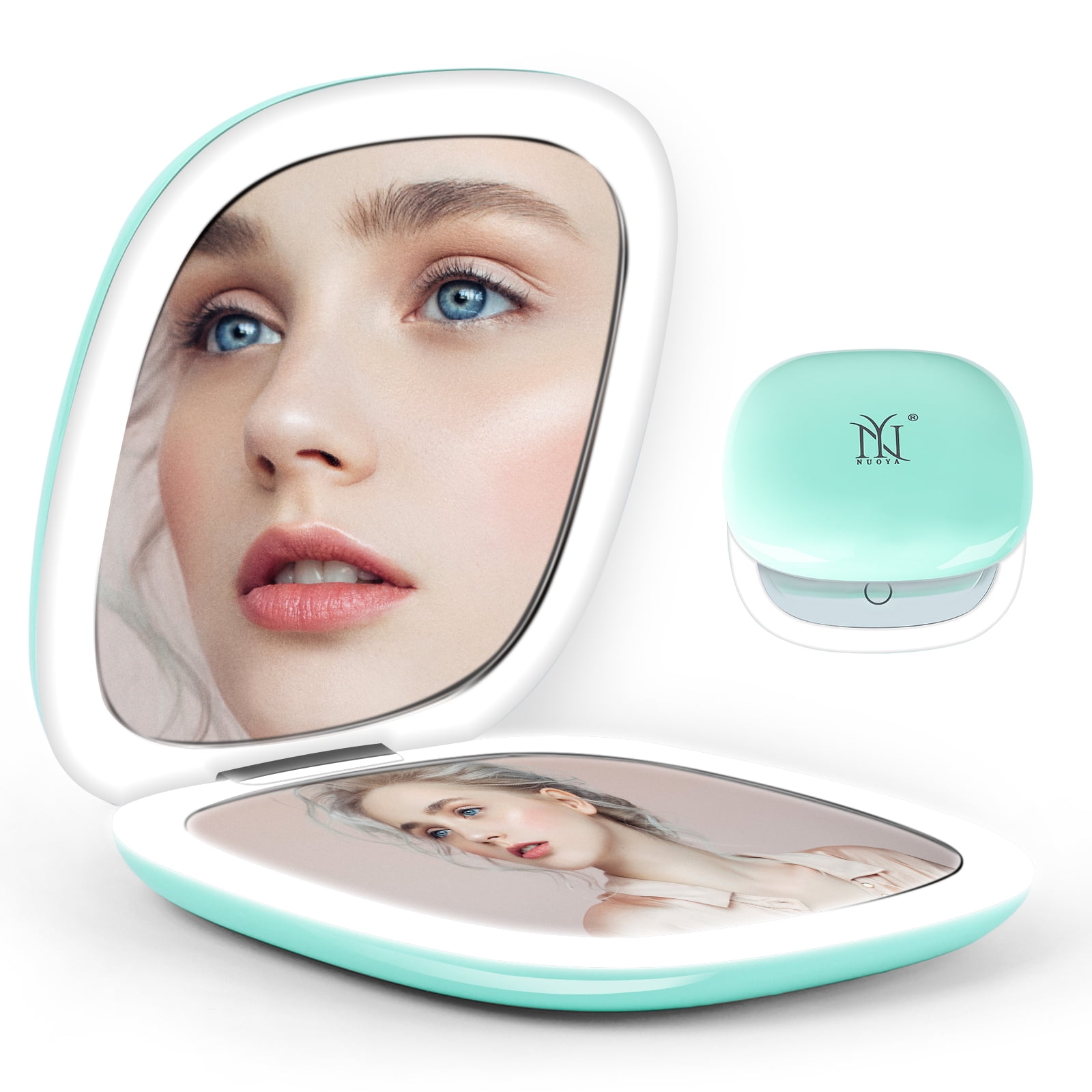 Homhougo Compact Mirror, 2-Sided Rechargeable Travel Makeup Mirror, 1X ...