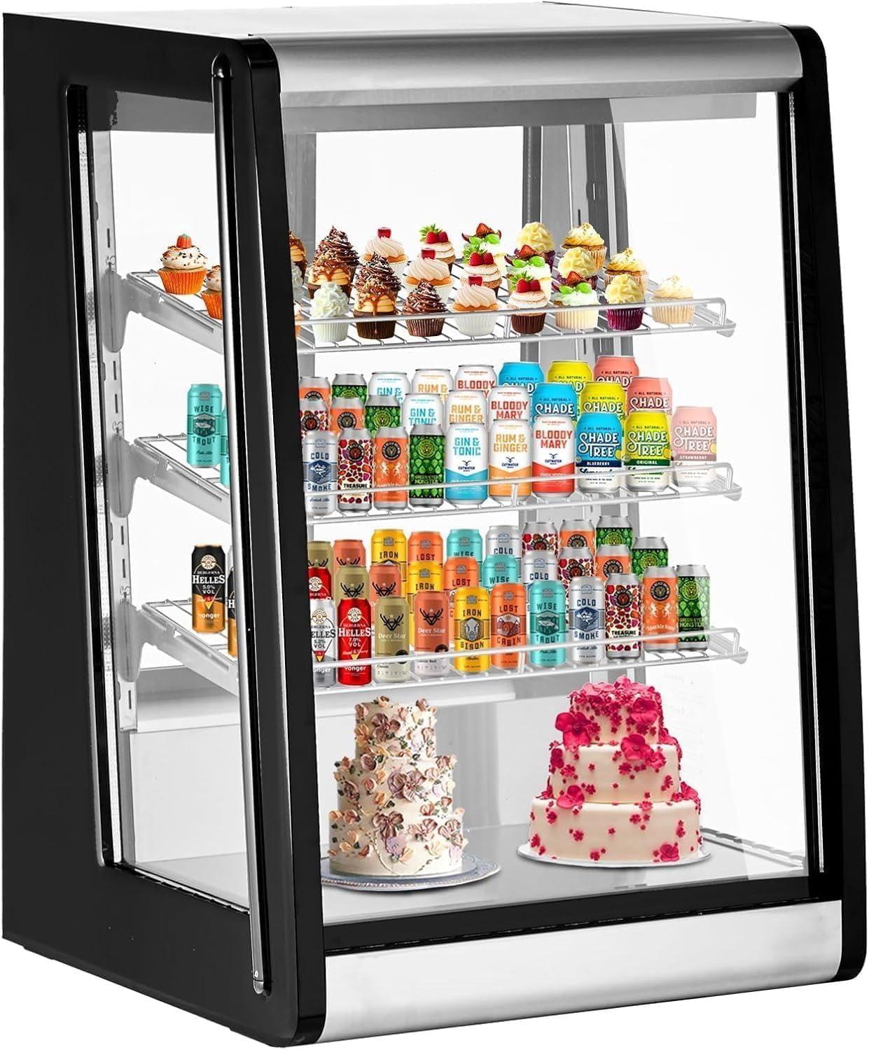 Homhougo Countertop Refrigerated Display 5.2 Cu.Ft/146L Commercial Cake Display Refrigerator with Digital controller, LED display, LED Lighting, Automatic Defrost Horizontal Refrigerated Display