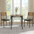 thumbnail image 1 of Homhougo Dining Table Set for 2, 3 Piece Dining Table and Chairs Set of 2, Dining Table Set with Spiral Table Legs for Small Spaces, Kitchen, Apartment, Brown, 1 of 7