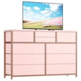thumbnail image 1 of Homhougo Dresser for Bedroom TV Stand for TVs up to 55'', Entertainment Center with 10 Drawers, TV Stands for Living Room, Storage Organizer Unit for Closet, Entryway, Hallway(Pink), 1 of 11