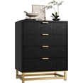 thumbnail image 1 of Homhougo Dressers for Bedroom 4 Drawer, Chest of Drawers with Metal Base, Modern Dresser Chest Cabinet Organizer, Large Dresser for Living Room, Hallway, Closet(Black), 1 of 7