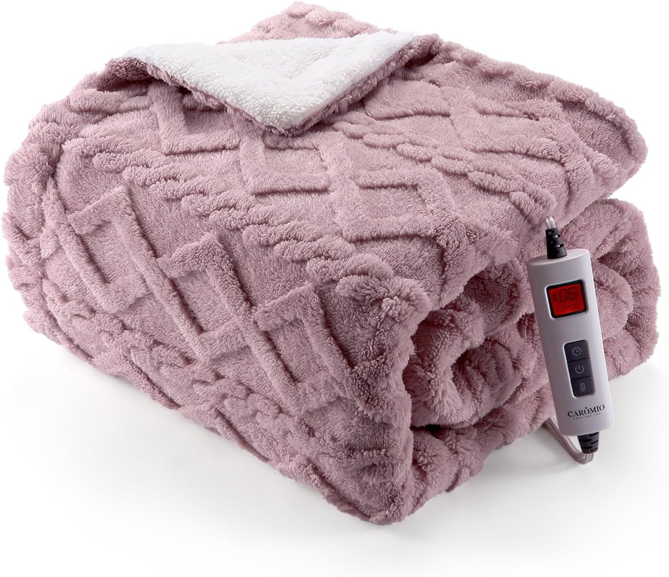 Homhougo Electric Blanket Full Size Thick Tufted Sherpa Heated