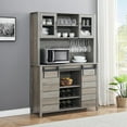 thumbnail image 1 of Homhougo Farmhouse Coffee Bar Cabinet with Sliding Barn Doors, 70" Kitchen Hutch Cabinet with Storage, Wine & Glasses Rack, Tall Sideboard Buffet Cabinet for Kitchen, Dining Room, Grey, 1 of 7