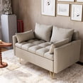 thumbnail image 1 of Homhougo Faux Leather Sofa Couch 44" W Loveseat Sofas with Button Tufted Design and Hand Stitched, Heavy Duty Foundation with Gold Metal Legs, Lift-Up Storage and Bolster Pillows in, Beige, 1 of 6