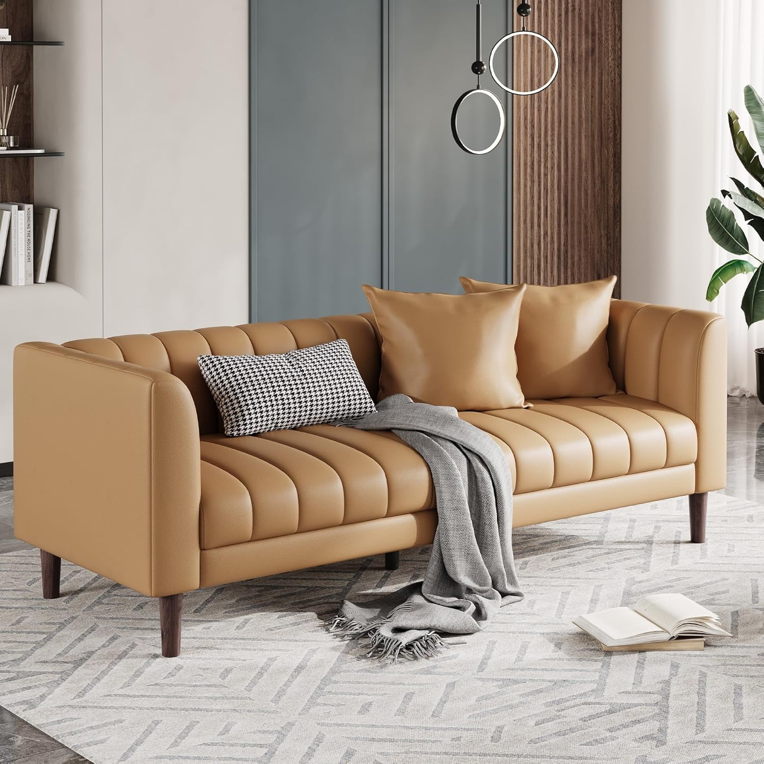 Homhougo Faux Leather Sofa Couch, Modern 78 W Sofa Bhutan Ubuy