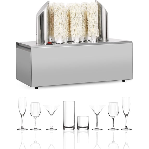 Homhougo—Glass Polisher - Set Of 8 Polishing Heads, Commercial Electric Wine Glass Polishing Machine For Bars, Restaurants, And Hotels Etc.