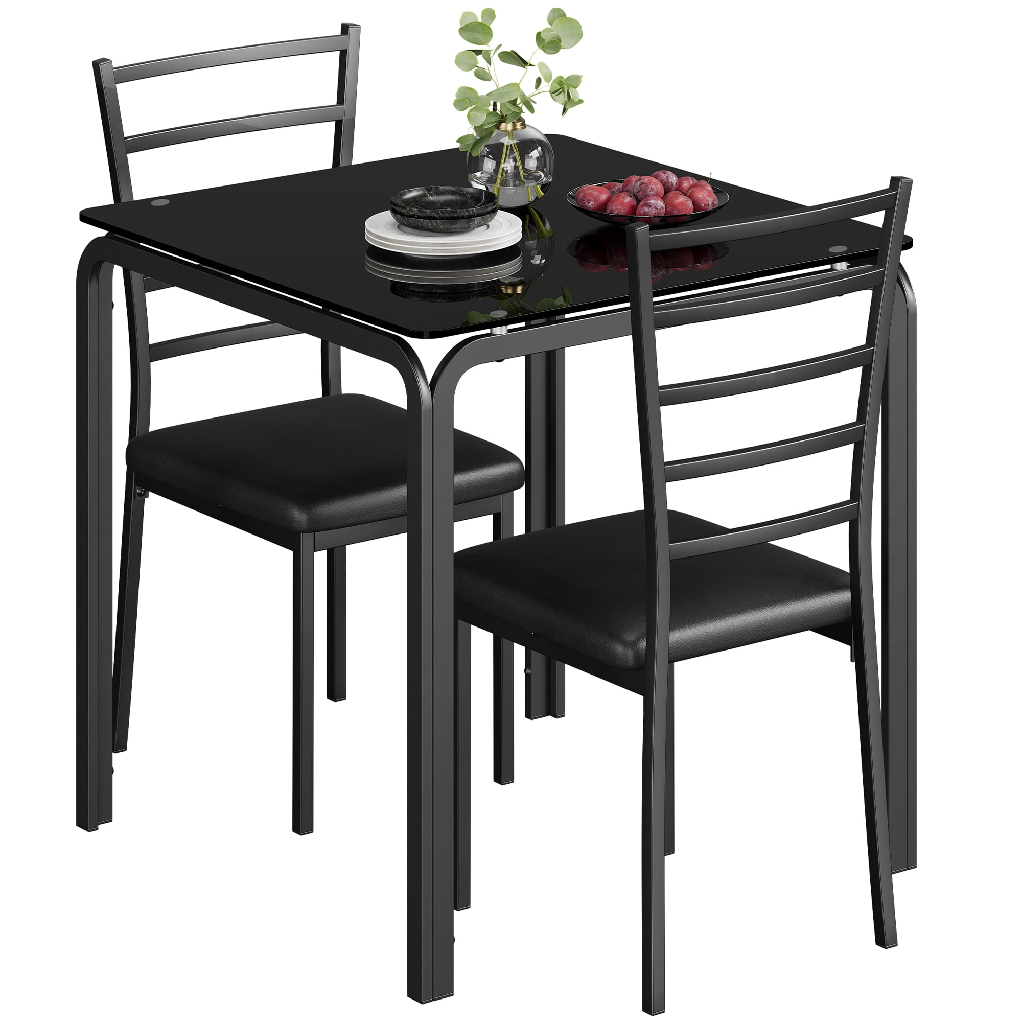 Homhougo—HOMEFAN Small Dining Table Set for 2, 3 Piece Kitchen Bar ...