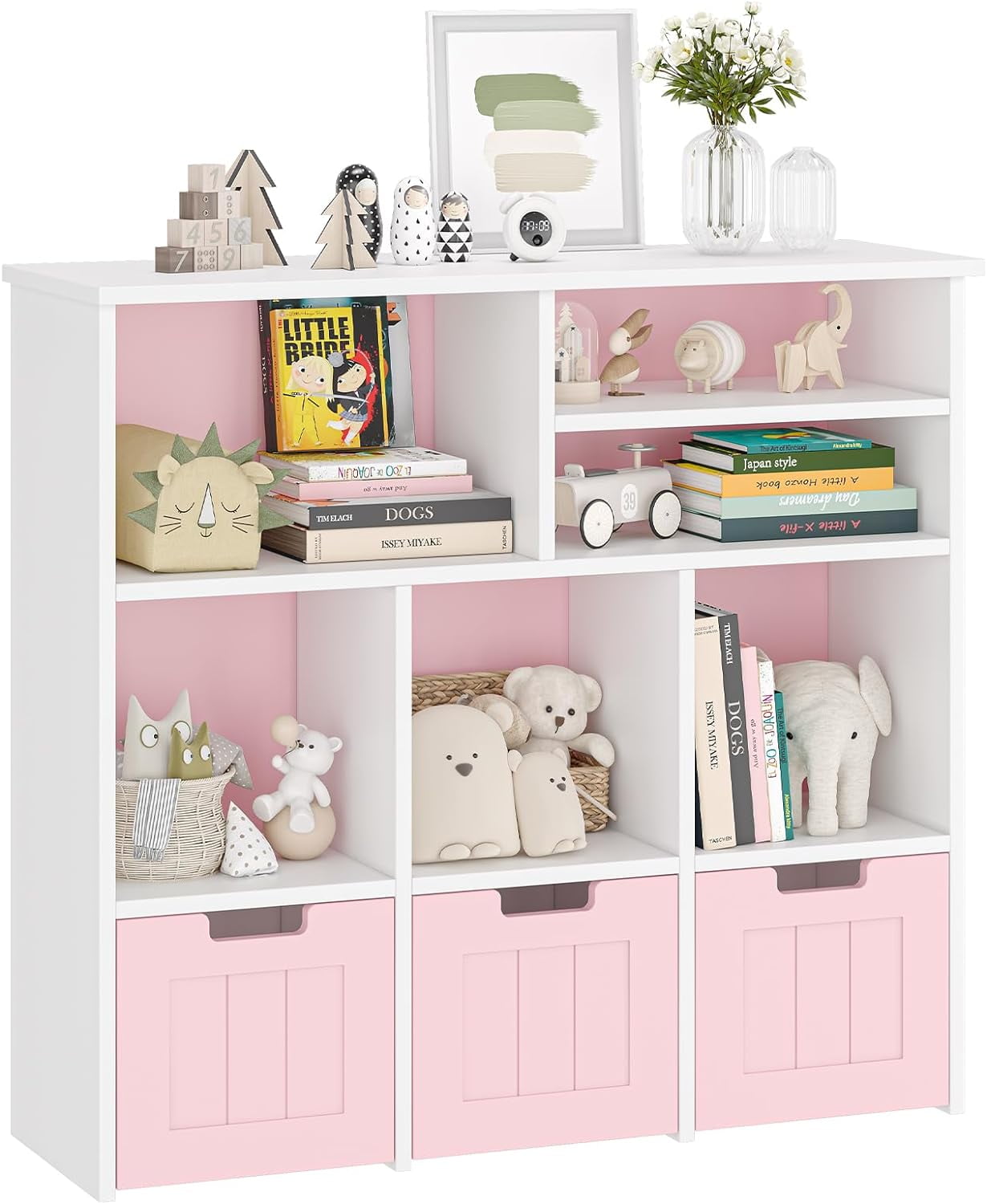 Homhougo Kids Toy Storage Organizer with 3 Movable Drawers and 6 ...