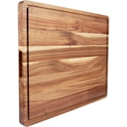 Homhougo Large Acacia Wood Cutting Boards for Kitchen, 24 x 18 Inch Extra Large Wooden Cutting Board with Juice Groove, Reversible Butcher Block Cutting Board for Meat and Veggies