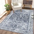 thumbnail image 1 of Homhougo-Large Area Rug 9x12 Vintage Rug Washable Rug Boho Tribal Low Pile Rug Non Slip Floral Print Rug Antique Collection Area Rug, Gray Blue, 1 of 6