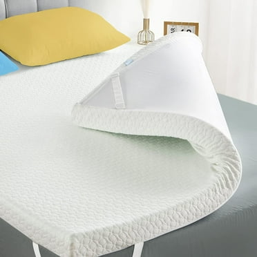 Homhougo—Mattress Topper Queen, 3 Inch Green Tea Egg Crate Memory Foam Mattress Topper with Zippered Bamboo Cover, Cloud-Like Soft