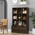 thumbnail image 1 of Homhougo Modern Cube Bookcase, 9-Cube Storage Cabinet Display Shelf with 2 Mobile Drawers, Expresso Finish, 1 of 14