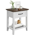 thumbnail image 1 of Homhougo Nightstand, End Table with Drawer, Side Table for Spaces, 2 Tiers Storage Shelves with Dresser, Bedside Table for Living Room, Bedroom, Dorm (White), 1 of 8