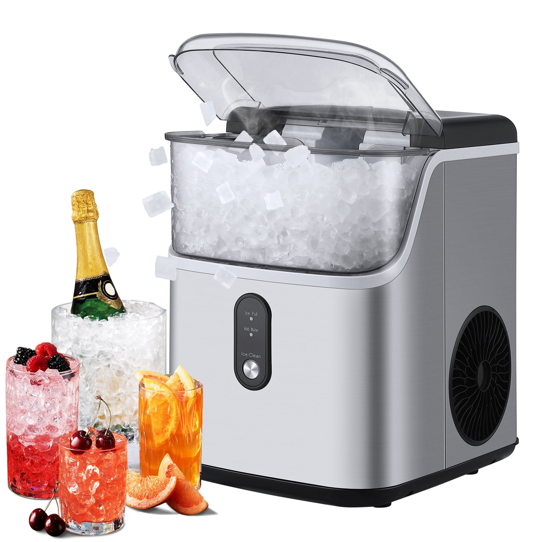 Homhougo—Nugget Ice Maker Countertop, Self-Cleaning Ice Machine Makes ...