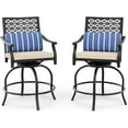 thumbnail image 1 of Homhougo Outdoor High Swivel Bar Stools, Bar Height Patio Chairs with Beige Seat Cushion, Counter Height Tall Patio Swivel Chairs, Outdoor SwivelBarChairs Set of 2, Backyard, with Armrest & Back, 1 of 9