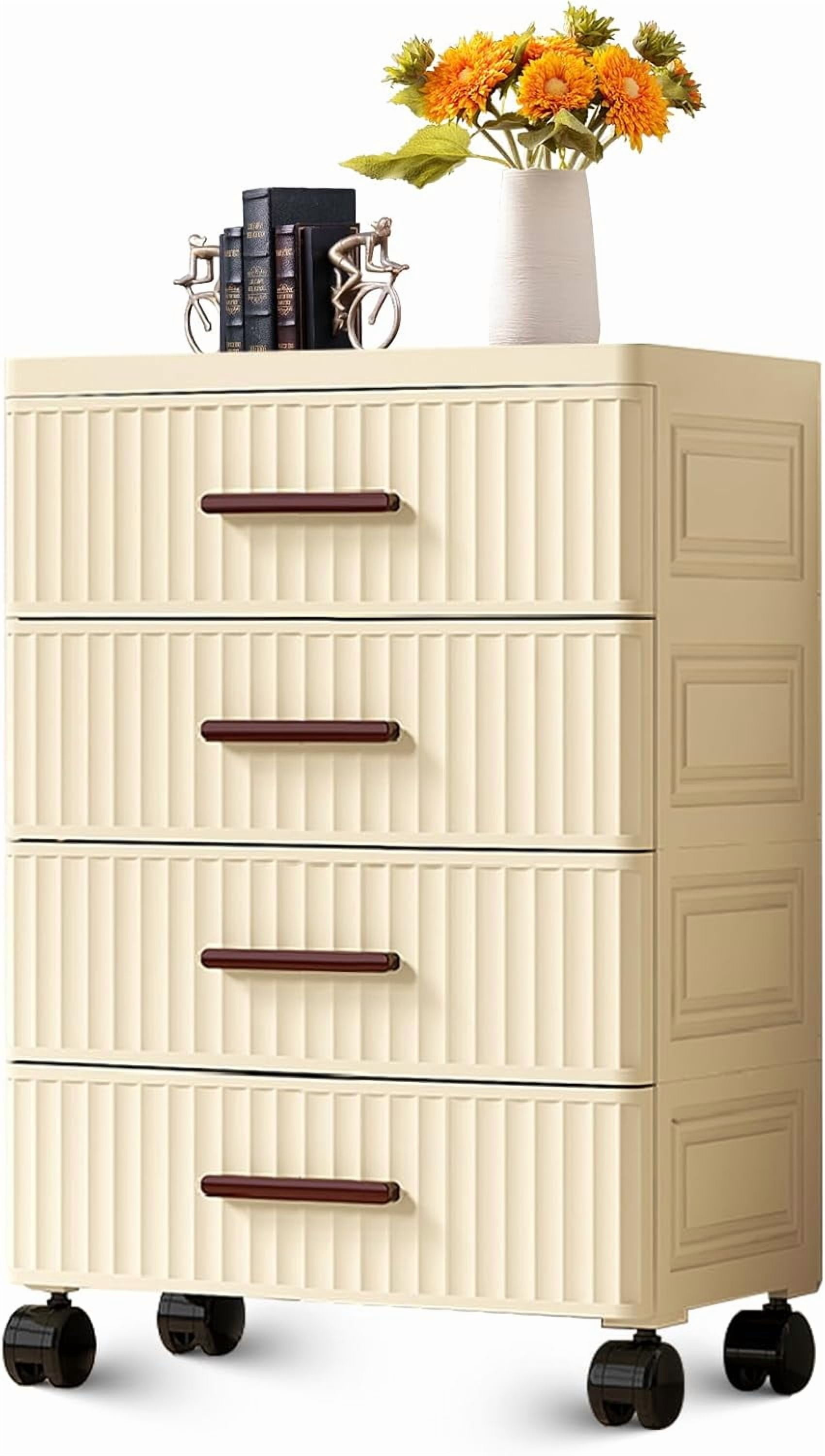 Homhougo Plastic Storage Drawer Cart, 4 Drawer Pull Out Home ...