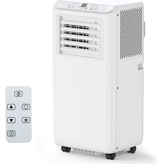 Homhougo Portable Air Conditioner - 8,000 BTU, 3-In-1 Functionality, Quiet Operation (<53dB), Cools Up to 350 Sq.Ft, Remote Control, Dehumidifier & Fan, Includes Window Kit, White