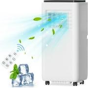 Homhougo Portable Air Conditioner - 8,000 BTU, 3-In-1 Functionality, Remote Control, Fan With Digital Display, Cools Rooms Up to 200 Sq.Ft, White, Ideal for Bedrooms,White+Black Top
