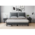 thumbnail image 1 of Homhougo Queen Bed Frame Upholstered Platform with Headboard and Strong Wooden Slats, Strong Weight Capacity, Non-Slip and Noise-Free,No Box Spring Needed, Easy Assembly,Dark Grey, 1 of 7