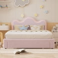 thumbnail image 1 of Homhougo Queen Size Bed Frame, Boucle Upholstered Platform Bed Frame with Adjustable Headboard, Teddy Fleece, Soft Rounded Corners, No Box Spring Required, Noise Free，Easy Assembly，Pink, 1 of 7