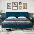 thumbnail image 1 of Homhougo—Queen Size Bed Frame, Upholstered Platform Queen Bed Frame with Adjustable Headboard, Velvet Bed Frame Queen, Wood Slats Support, No Box Spring Needed, Green, 1 of 6