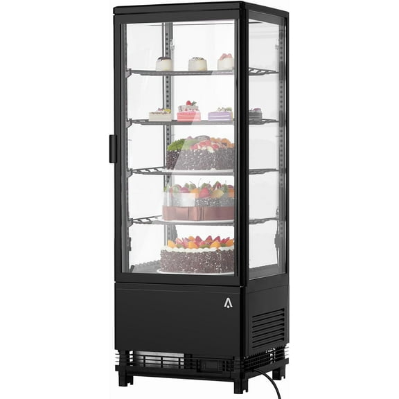 Homhougo Refrigerated Display Case, 3.5 Cu.Ft, Countertop Pastry Display Case Commercial Display Refrigerator with LED Lighting, Frost-Free Air-Cooling, Locked Door for Bakery