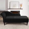 thumbnail image 1 of Homhougo Velvet Upholstered Chaise Lounge with Rolled Arm, Upholstered Sofa Recliner Lounge Chair for Bedroom Living Room Office Room, 60.6" L x 27.5" Ｗ x 28.3" H (Black), 1 of 8