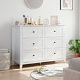 thumbnail image 1 of Homhougo White Dresser for Bedroom 6 Drawer, Wood Organizer Storage Cabinet with Round Handle, Chest of Drawers for Closet, Living Room, Hallway, Nursery, Kids Bedroom, 1 of 10