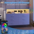 thumbnail image 1 of Homhougo—White Dresser with LED Light for Bedroom 6 Drawer, Wooden Dressers with Charging Station, Large Double Dresser with Wide Drawers, Modern Chests of Drawers for Hallway, 1 of 7