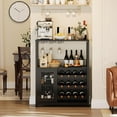 thumbnail image 1 of Homhougo Wine Bar Cabinet with LED Lights, Liquor Cabinet Bar with Storage, Detachable Wine Rack, Glass Holder & Mesh Door, Small Coffee Buffet Sideboard for Dining Room Kitchen Living Room, Black, 1 of 7