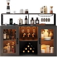 thumbnail image 1 of Homhougo Wine Bar Cabinet with Wine Rack Glass Holder Coffee Bar Storage Cabinet, Sideboard Freestanding Liquor Cabinet Bar for Home Kitchen Living Room, Office, Dining Room with LED Lights, 1 of 7