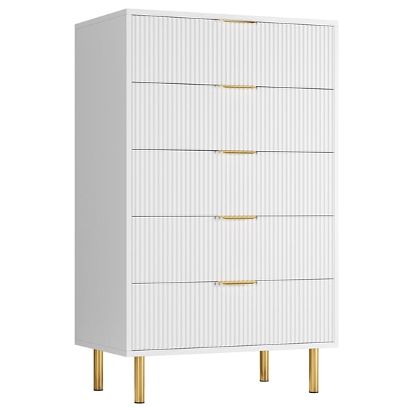 Homhougo Wood Dresser Cabinet, Modern Storage Cabinet with Solid Wood Handles and Makeup Mirror, Wood Dresser for Living Room/Bedroom/Closet/Hallway