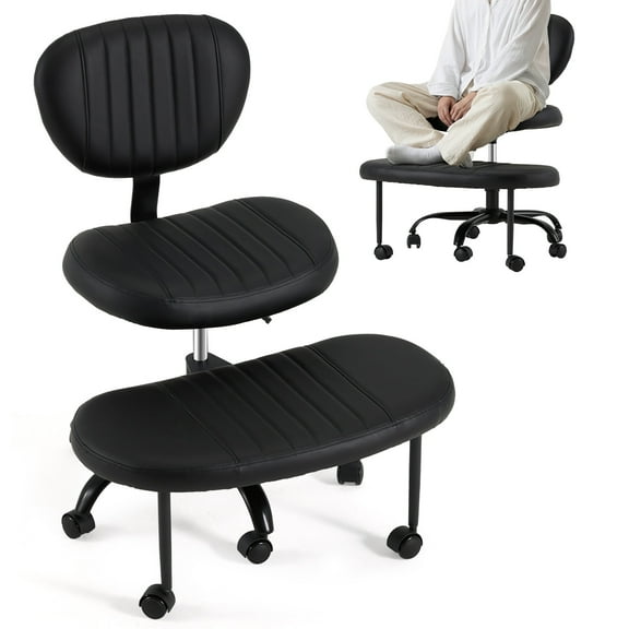 Homhum Ergonomic 360 Swivel Cross Legged Chair, Adjustable Height Active Sitting Chair, Black