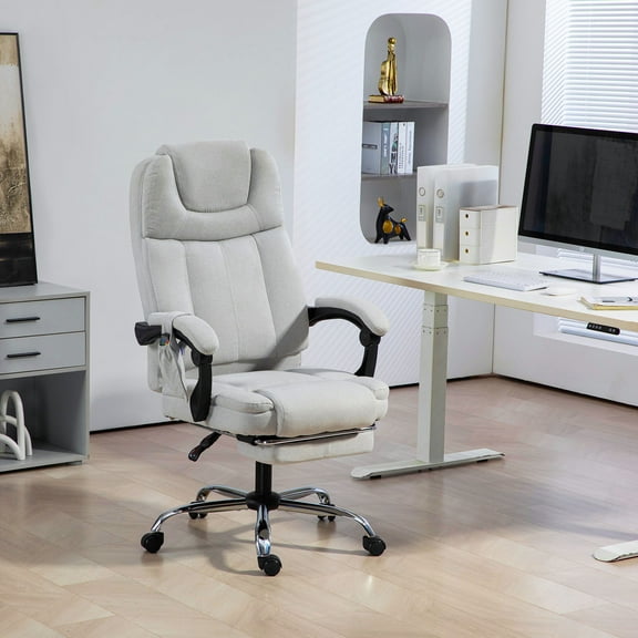 Homhum Ergonomic Massage Office Chair with Footrest, Adjustable Reclining Executive Chair, Gray