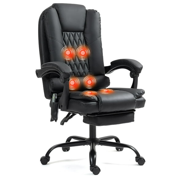 Homhum Ergonomic Office Chair with 6 Massage Points, Executive Office Chairs with Footrest, Black