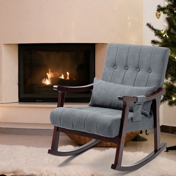 Homhum Massage Rocking Chair, Modern Comfy Glider Chair for Living Room, Nursery, Dark Gray
