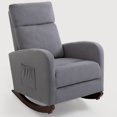 thumbnail image 1 of Homhum Nursery Rocking Chair, Velvet High Back Arm Chair, Adult Sofa for Indoor, Gray, 1 of 8